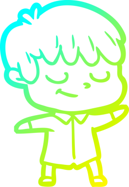 Bir çizgi film karakteri çizen soğuk çizgi bir insan tarafından çizilmiş mutlu çocuk.