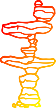Bir insan tarafından çizilmiş karikatür kayalarının sıcak gradyan çizgileri.