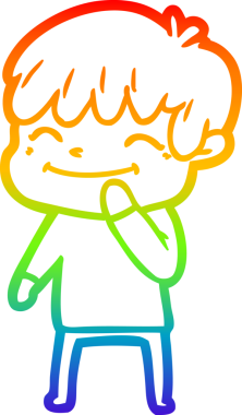 gökkuşağı gradyan çizgi çizimi bir insan tarafından çizilmiş mutlu bir çocuk