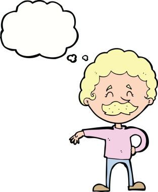 Karikatürist, bir insan tarafından çizilmiş düşünce baloncuğuyla kamp hareketi yapıyor.