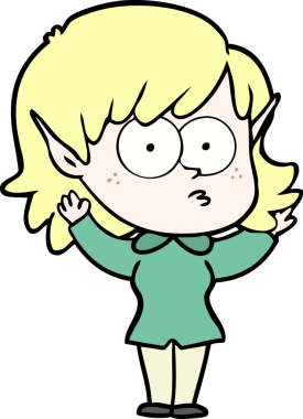 Bir insan tarafından çizilmiş çizgi film elf kızı.