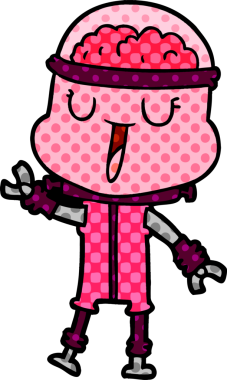 Bir insan tarafından çizilmiş mutlu çizgi film robotu