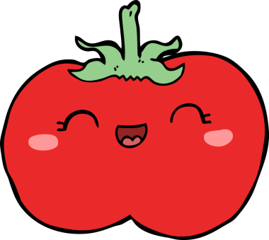 Bir insan tarafından çizilmiş domates çizgi filmi.