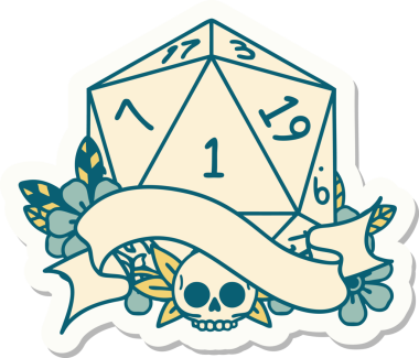 Bir insan tarafından çizilmiş doğal bir d20 zar etiketi.