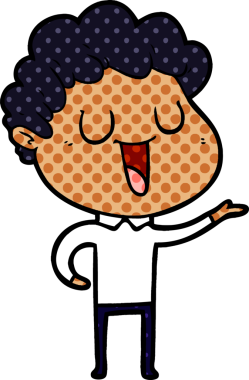 Bir insan tarafından çizilmiş gülen karikatür adam.