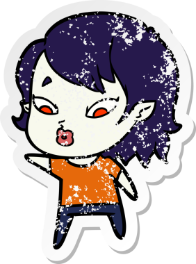 Bir insan tarafından çizilmiş şirin bir vampir kızın sıkıntılı çıkartması.