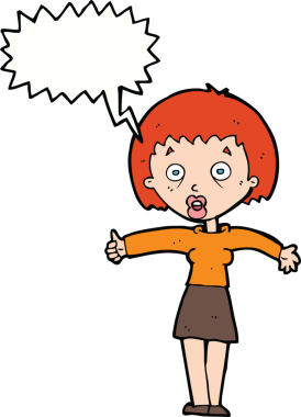 Bir insan tarafından çizilmiş konuşma balonlu bir karikatür.