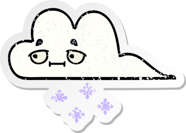 Bir insan tarafından çizilmiş tatlı bir karikatür kar bulutunun sıkıntılı çıkartması