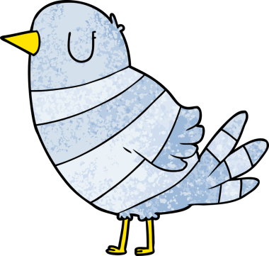 Bir insan tarafından çizilmiş çizgi film kuşu.