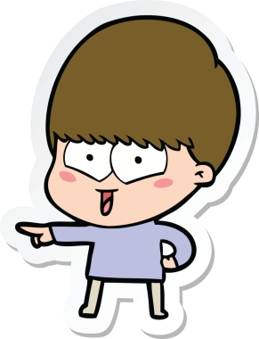 Bir insan tarafından çizilmiş mutlu bir çocuğun çıkartması.