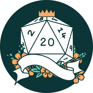 Bir insan tarafından çizilen 20 D20 zar atma ikonu