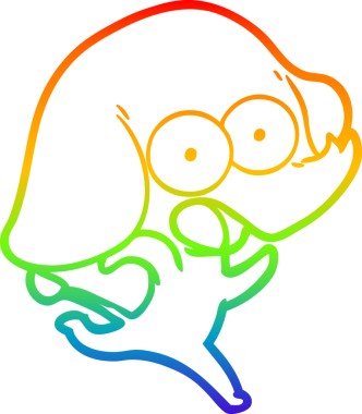 Gökkuşağı gradyan çizgisi bir insan tarafından çizilmiş şirin bir fil çizimi