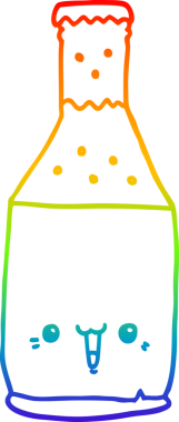 gökkuşağı gradyan çizgi çizimi bir insan tarafından çizilmiş bira şişesi