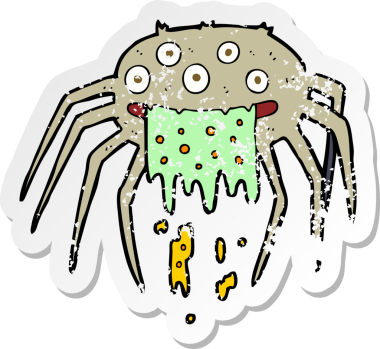 Bir insan tarafından çizilmiş iğrenç bir cadılar bayramı örümceğinin gerilimli çıkartması.