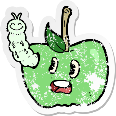 Bir insan tarafından çizilmiş bir elma karikatürünün gerilimli yapıştırması.