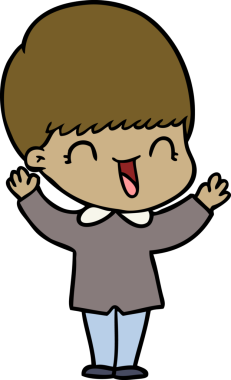 Bir insan tarafından çizilmiş mutlu çizgi film çocuğu.