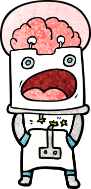 Bir insan tarafından çizilmiş çizgi film robotu