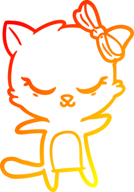 Bir insan tarafından çizilmiş sevimli bir çizgi film kedisinin sıcak çizgi çizimi