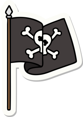 Bir insan tarafından çizilmiş geleneksel bir korsan bayrağı stili dövme çıkartması.