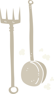 Bir insan tarafından çizilmiş eski şömine başı araçlarının düz renk çizimi