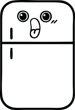 Bir insan tarafından çizilmiş bir buzdolabı karikatürü.