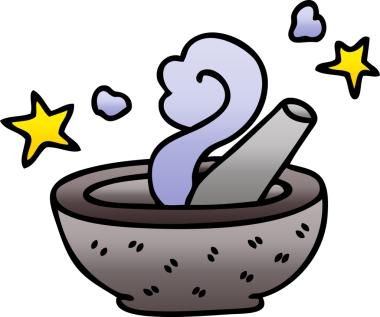 bir insan tarafından çizilmiş garip gölgeli çizgi film sihirli tokmak ve havan topu