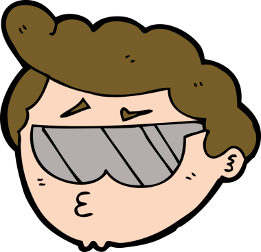 Bir insan tarafından çizilmiş güneş gözlüğü takan çizgi film çocuğu.