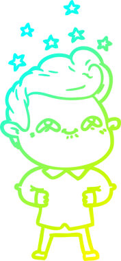 Bir insan tarafından çizilmiş, heyecanlı bir çizgi film çizimi.