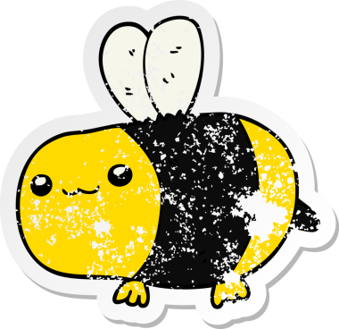 Bir insan tarafından çizilmiş karikatür arının sıkıntılı çıkartması.