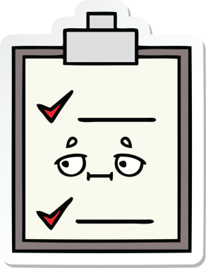 Bir insan tarafından çizilmiş şirin bir karikatür kontrol listesinin etiketi