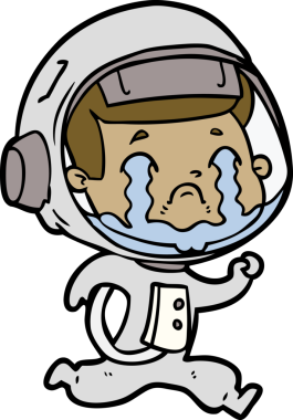 Bir insan tarafından çizilmiş ağlayan astronot çizgi filmi.