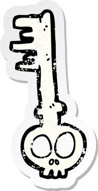 Bir insan tarafından çizilmiş ürkütücü bir çizgi filmin gerilimli çıkartması.