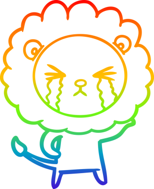 Bir insan tarafından çizilmiş ağlayan bir aslanın çizgi çizimi.