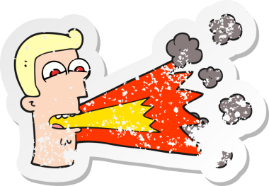 Bir insan tarafından çizilmiş bağıran bir karikatürün gerilimli yapıştırması.