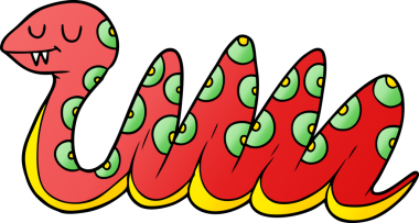 Bir insan tarafından çizilmiş çizgi film yılanı.