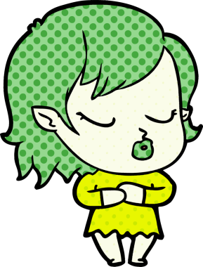 Bir insan tarafından çizilmiş şirin vampir kız çizgi filmi.