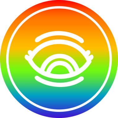 bir insan tarafından çizilmiş gökkuşağı gradyan göz dairesel simgesi