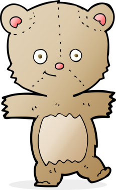 Bir insan tarafından çizilmiş komik oyuncak ayı.