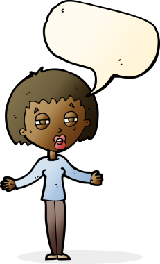 Bir insan tarafından çizilmiş konuşma balonu olan şüpheli bir karikatür.