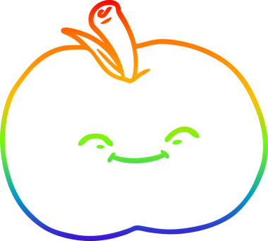 gökkuşağı gradyan çizgi çizimi bir insan tarafından çizilmiş elma çizgi