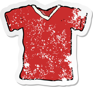 Bir insan tarafından çizilmiş karikatür tişörtünün gerilimli çıkartması.