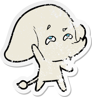 Bir insan tarafından çizilmiş karikatür filinin sıkıntılı çıkartması