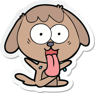 Bir insan tarafından çizilmiş şirin bir köpeğin çıkartması.