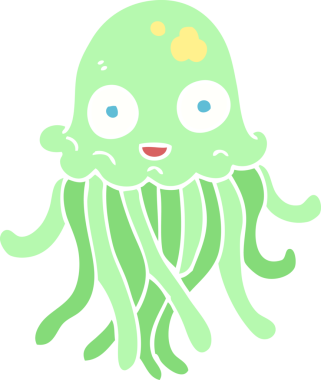 Bir insan tarafından çizilmiş ahtapotun düz renk çizimi