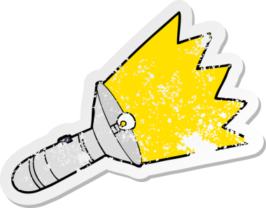 Bir insan tarafından çizilmiş eski bir çizgi film fenerinin sıkıntılı çıkartması.