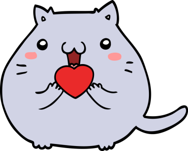 Sevimli çizgi film kedisi bir insan tarafından çizilmiş.