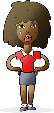 Bir insan tarafından çizilmiş sert kadın çizgi filmi.