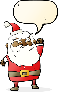 Bir insan tarafından çizilmiş konuşma balonlu Noel Baba çizgi filmi.