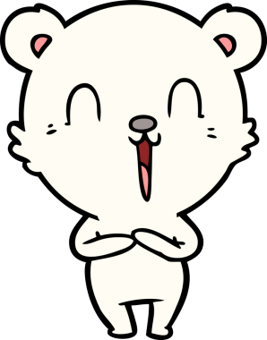 Bir insan tarafından çizilmiş mutlu kutup ayısı çizgi filmi.