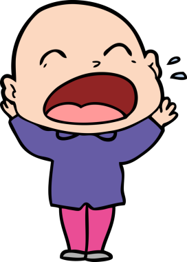 Bir insan tarafından çizilmiş kel adam diye bağıran çizgi film.